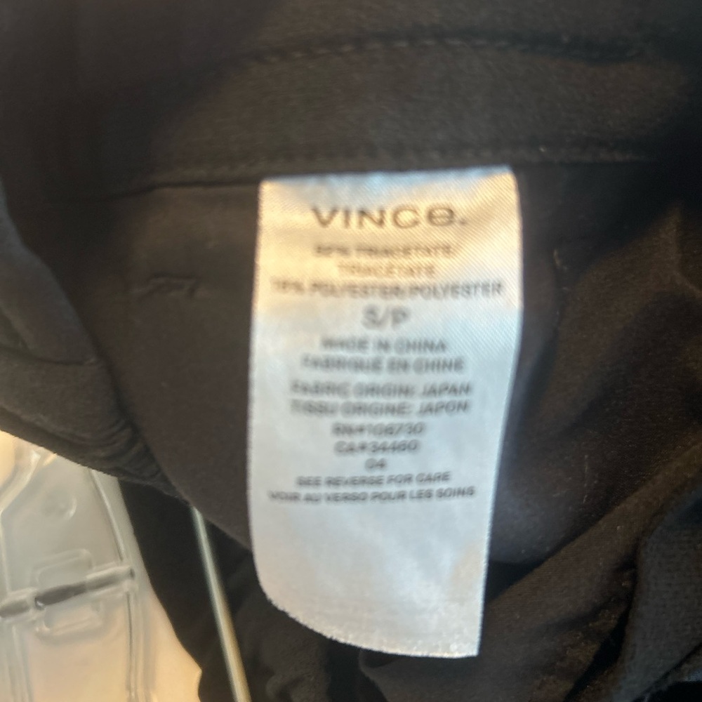Vince Pants, elastic back drawstring waist loops, side back pockets, black, Sz S - Picture 8 of 16